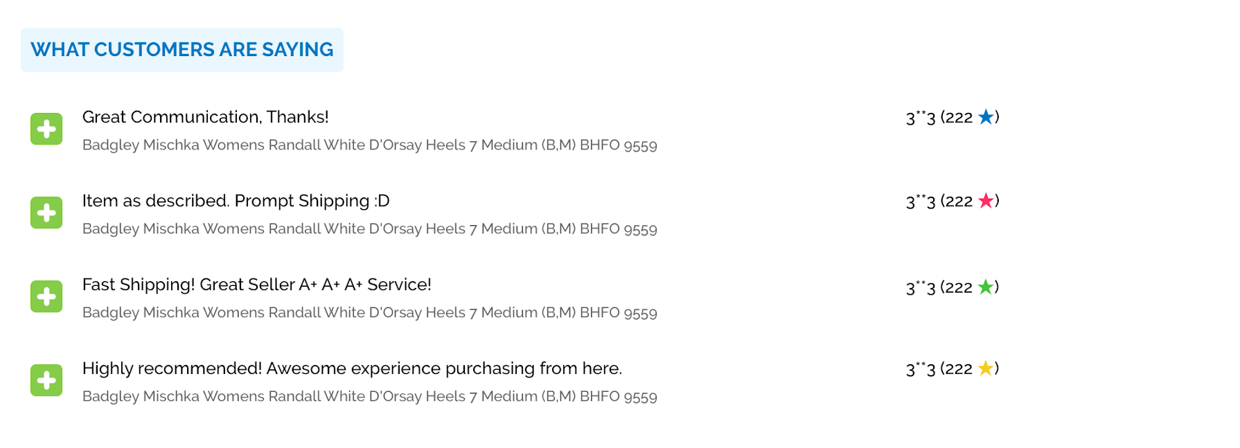 ebay listing template feedback